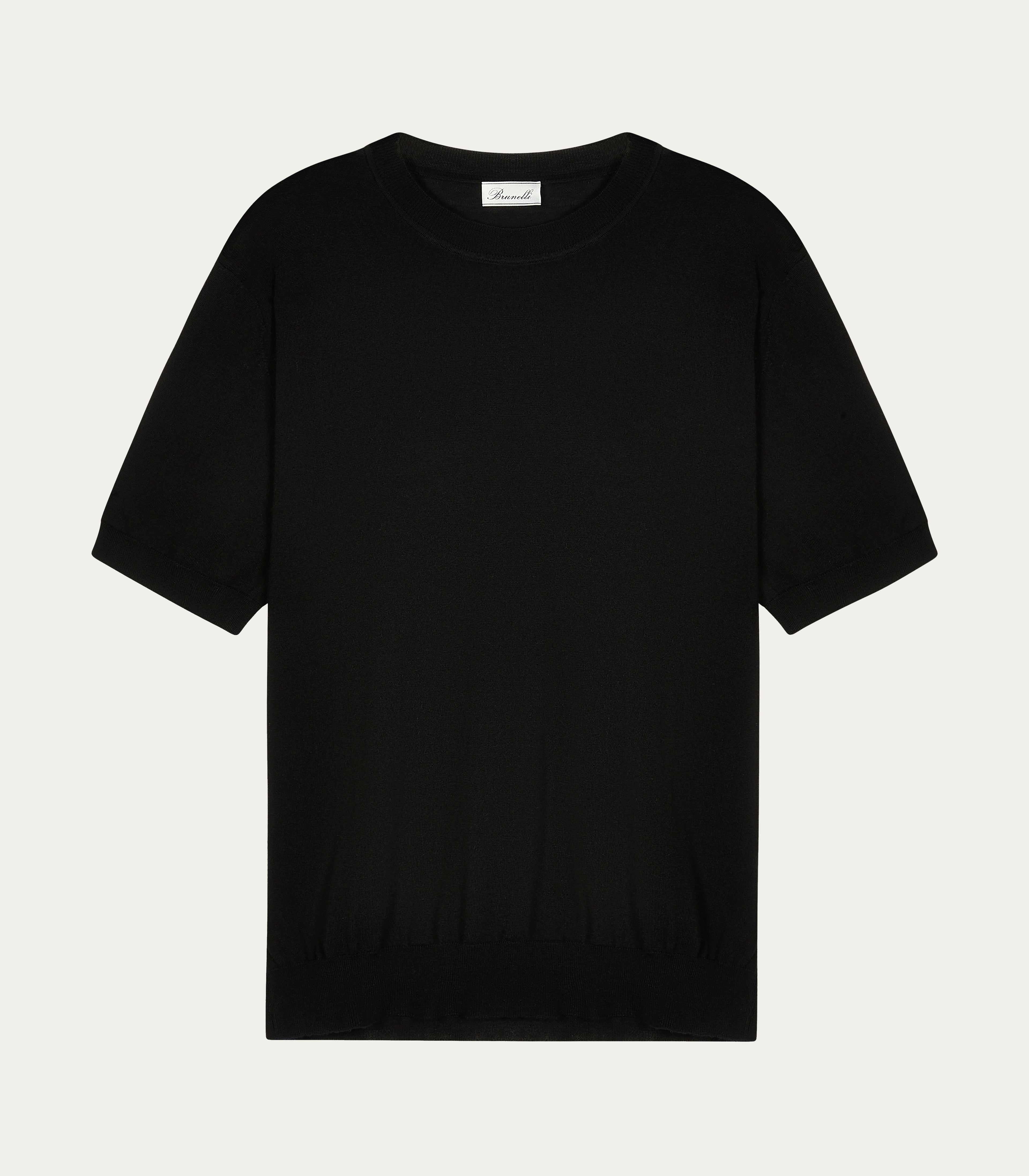 Black Superfine Wool Crew-Neck T-Shirt