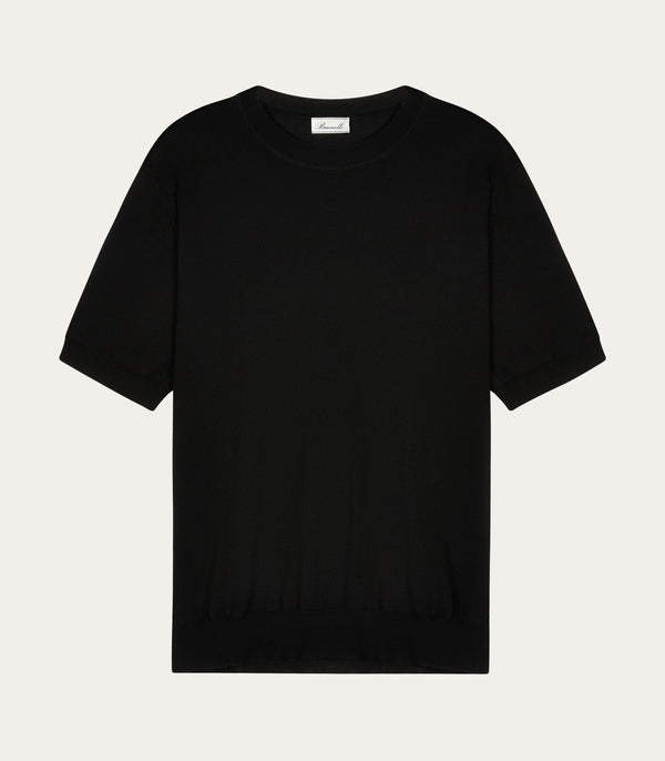 Black Superfine Wool Crew-Neck T-Shirt