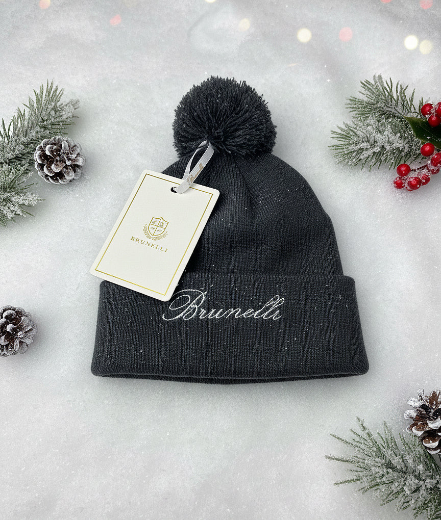 Knitted Bobble Beanie Grey