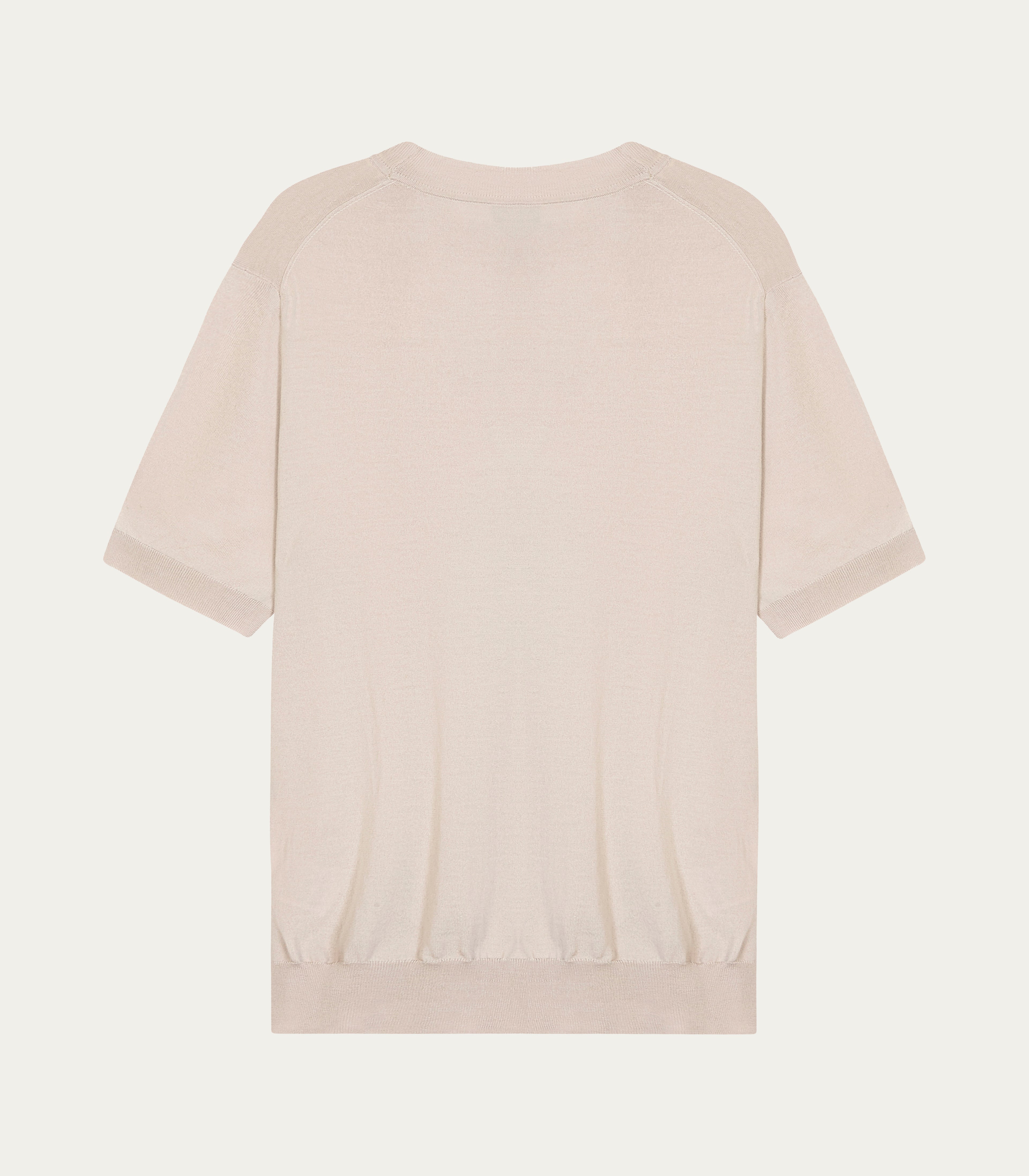 Beige Superfine Wool Crew-Neck T-Shirt