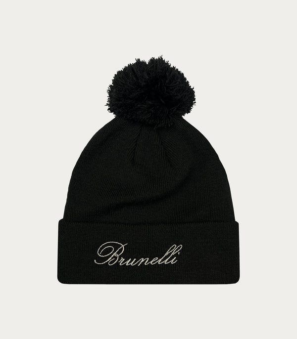 Knitted Bobble Beanie Black