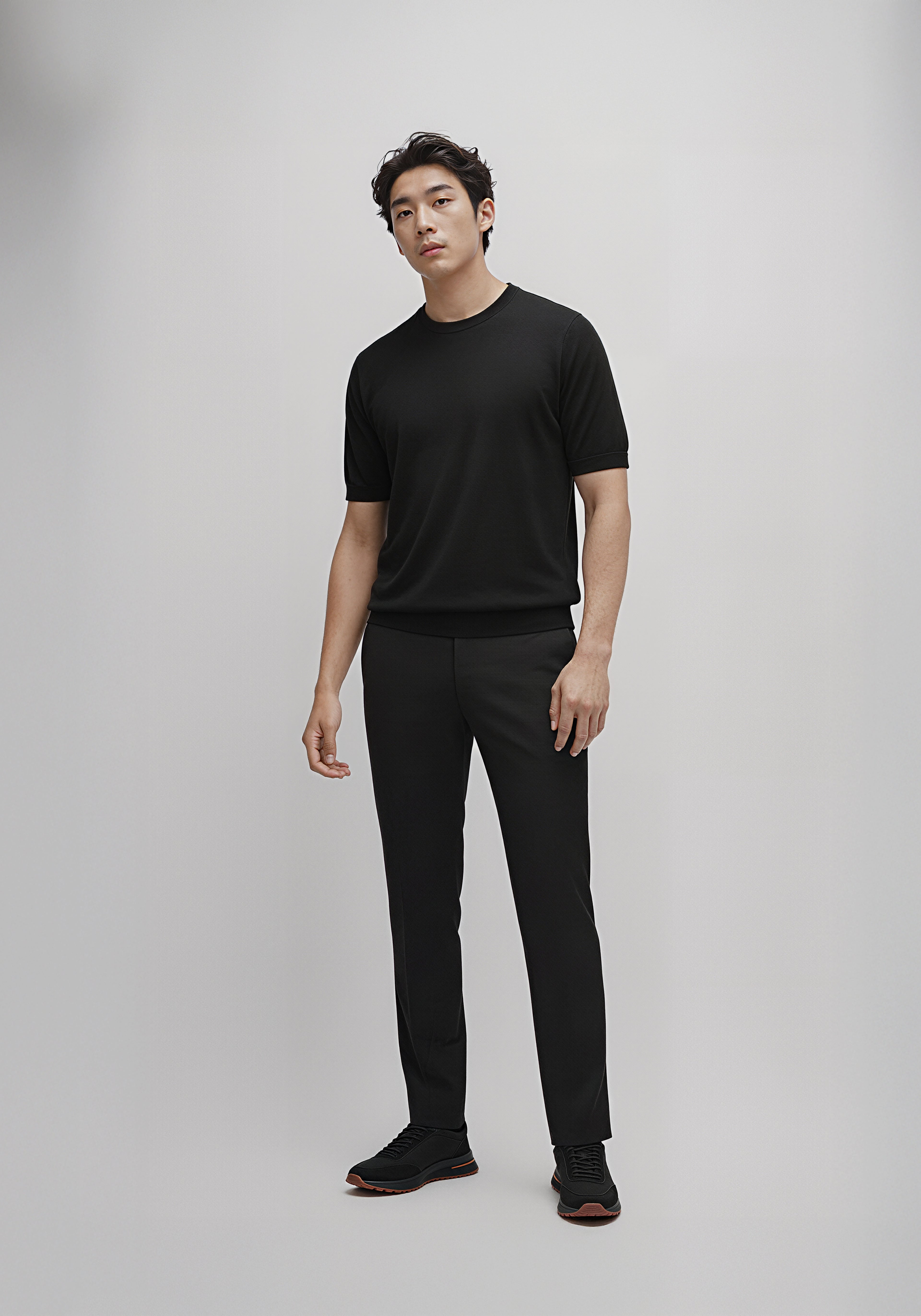 Black Superfine Wool Crew-Neck T-Shirt