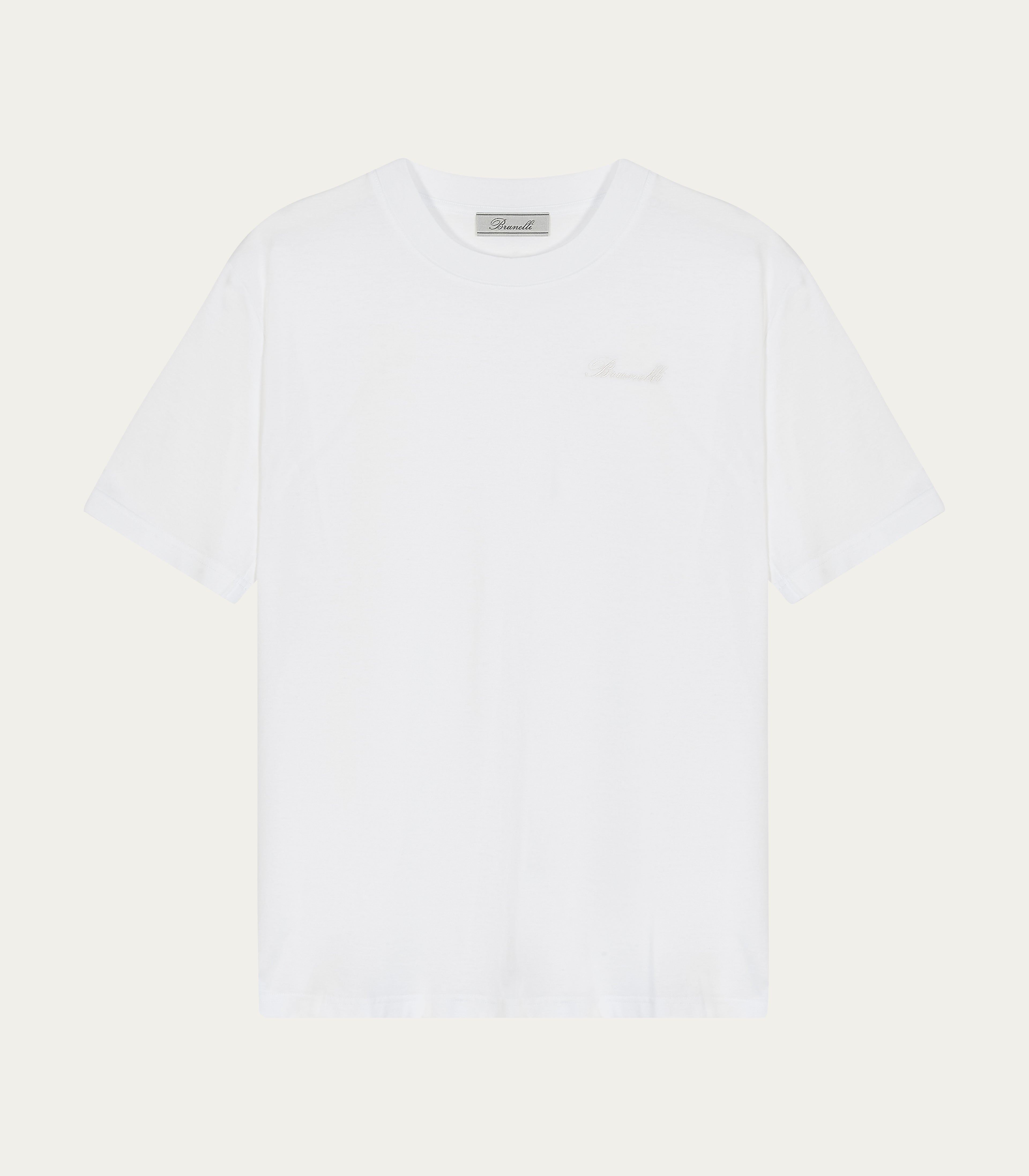 White Mercerised Cotton Embroidered T-Shirt