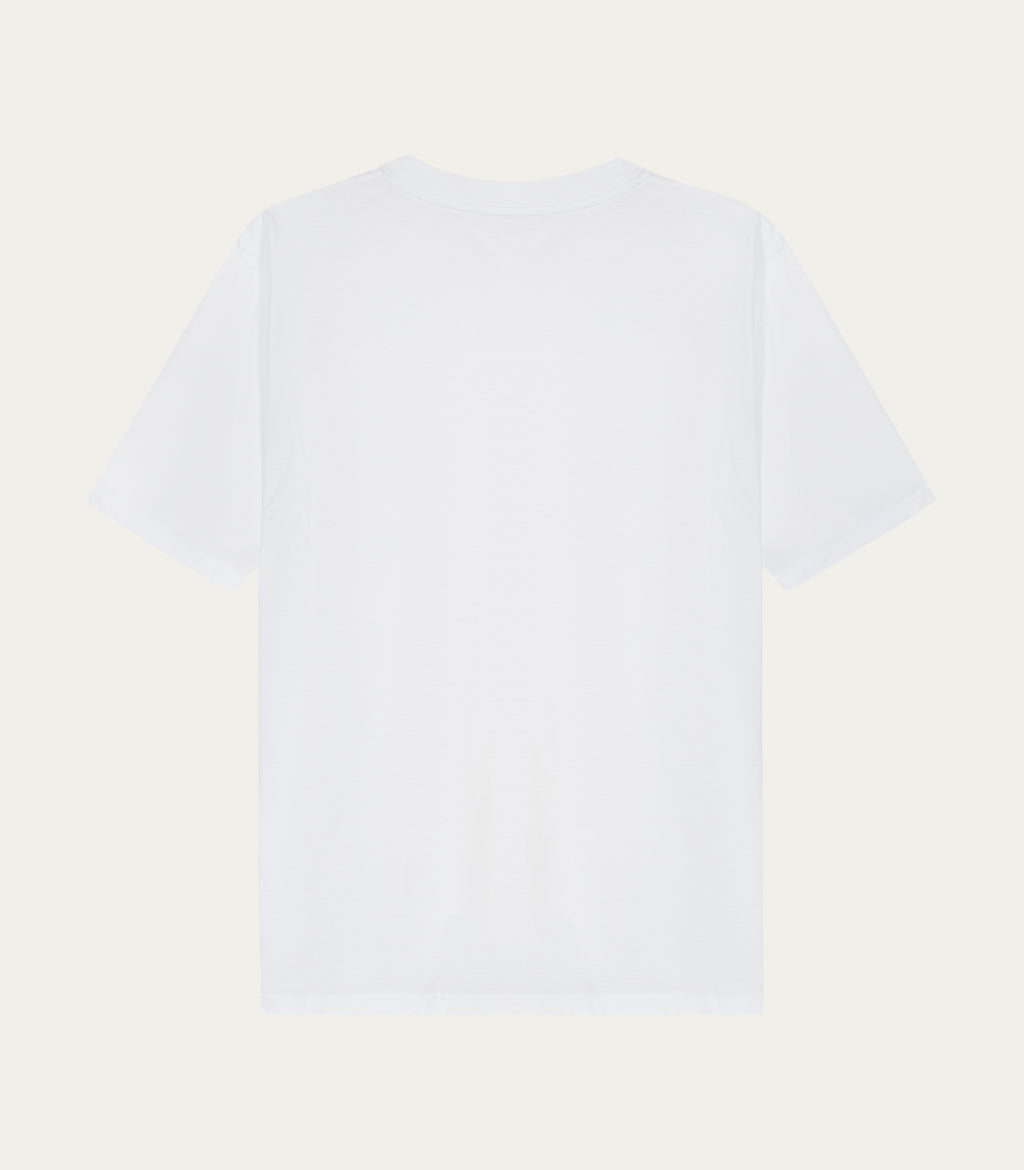 White Mercerised Cotton Embroidered T-Shirt